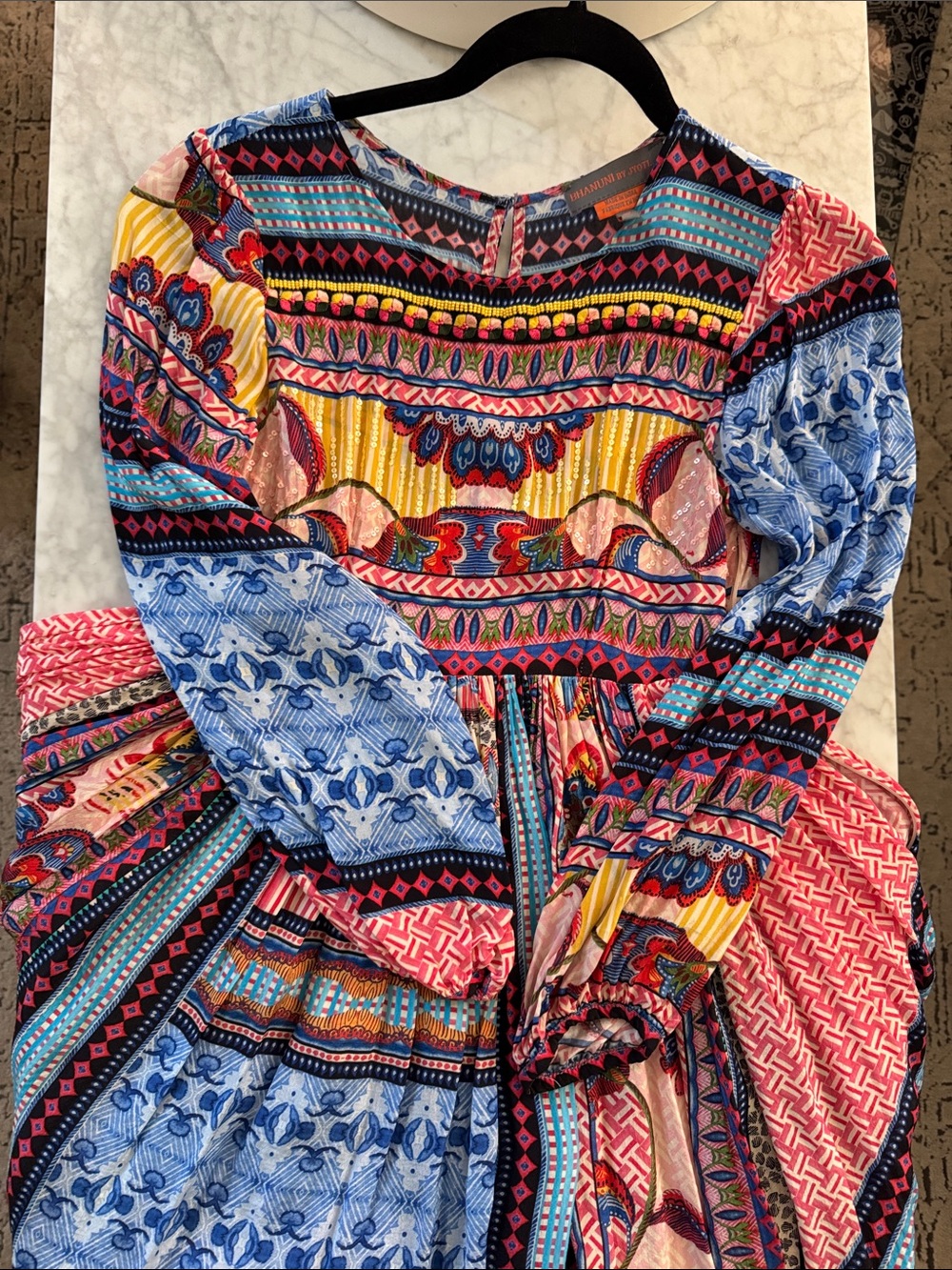 Anthropologie Bhanuni By Jyoti Multicolor Boho Print Midi Dress - size 2 small